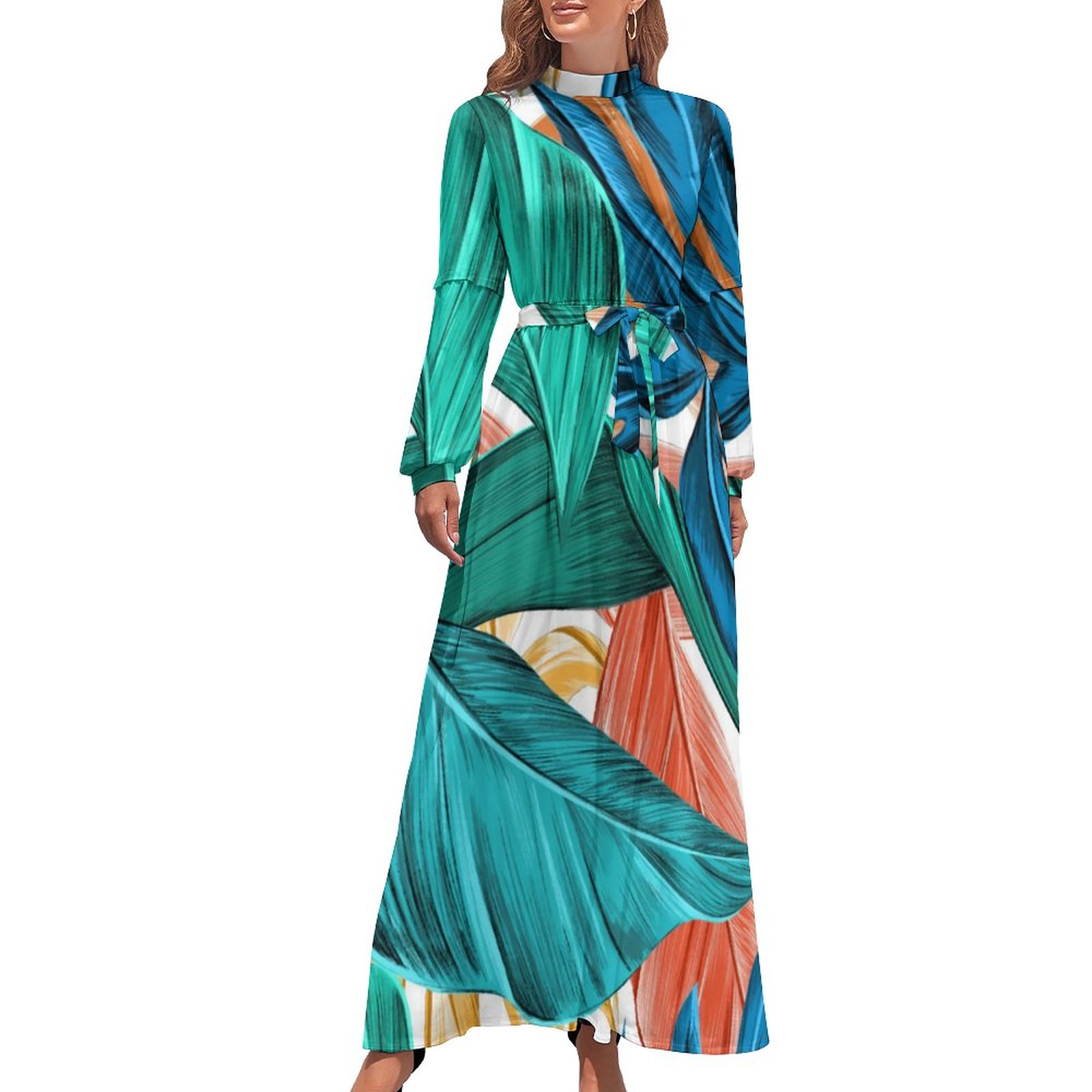green emerald velvet dress Long Tropical Print Ruffle Halter Maxi Dress – The Dress Outlet