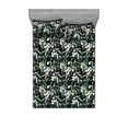 thumbnail image 1 of Tropical Leaves Fitted Sheet & Pillow Sham Set, Dreamy Woods Feels Leafy Twigs with Durian Flowers Pattern Art, Decorative Printed 3 Piece Bedding Decor, Queen, Peacock Green Sea Green, by Ambesonne, 1 of 2