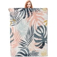 thumbnail image 1 of Tropical Leaves Fleece Blanket Gifts for Adults and Kids, Colorful Botanical Cozy Throw Blanket, Soft Warm Plush Boho Blanket for Home Decor, 60x80 Inches, 1 of 6