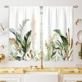 thumbnail image 1 of Tropical Leaves Green Plant Small Kitchen Curtains Summer Window Treatment Botanical Banana Leaf Cafe Short Window Curtains for Bathroom Dining Room Tier Treatment Drapes 27.5x39 inch, 1 of 6