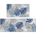 thumbnail image 1 of Tropical Leaves Kitchen Mats for Floor, Palm Leaf Grey White Blue Boho Kitchen Rugs Set of 2 Carpet Area Rug, Summer Abstract Leaves Modern Kitchen Decor and Accessories Stuff, 17x30 and 17x47 Inch, 1 of 1