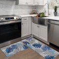 thumbnail image 1 of Tropical Leaves Kitchen Mats for Floor, Palm Leaf Grey White Blue Boho Kitchen Rugs Set of 2 Carpet Area Rug, Summer Abstract Leaves Modern Kitchen Decor and Accessories Stuff, 17x30 and 17x47 Inch, 1 of 7
