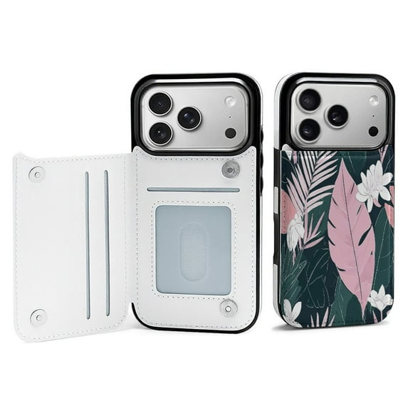 Tropical Leaves Leather Wallet Case for iPhone 12 Pro Wallet Case Card Holder Flip