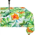 thumbnail image 1 of Tropical Leaves Outdoor Tablecloth with Umbrella Hole for Rectangle Table, Waterproof Green Leaf Patio Table Cloth with Zipper - 60 x 102 inches, 1 of 6