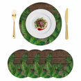 thumbnail image 1 of Tropical Leaves Round 15 Inch Placemats Set of 4, Summer Botanical Monstera Leaf Wooden Brown HeatResistant Non Slip Place Mats for Dining Table, Wipeable Braided Kitchen Table Mats for Housewarming, 1 of 9
