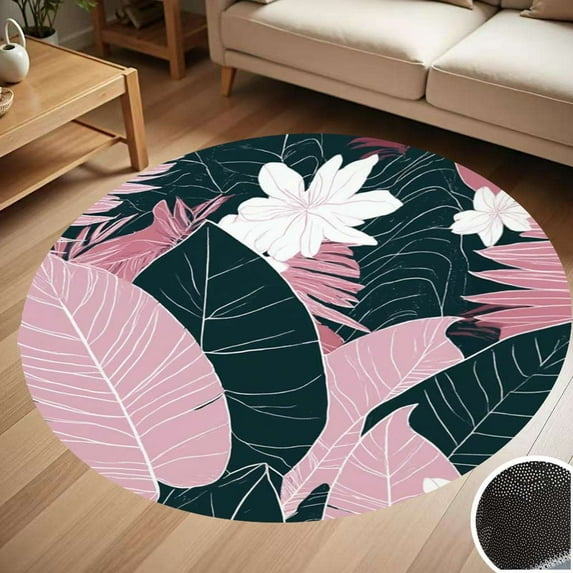 Tropical Leaves Round Carpet Living Room Bedroom Home Decoration Coffee Table Mat Lounge Rug Chair Mats