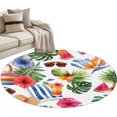 thumbnail image 1 of Tropical Leaves Round Rug 4ft Washable Circle Entryway Rugs Non Slip Summer Coastal Flowers Coconut Watermelon Area Rug Indoor Floor Carpet for Bedroom Kitchen Living Room Home Office Dining Room, 1 of 9