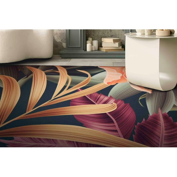 Tropical Leaves Rugs, Bathroom Rug, Kitchen Rugs, Jungle Leaves Rugs, Trendy Rugs, Flower Rugs, Gift For The Home Rug, Hallway Rugs, 5.2'x7.5' - 160x230 cm