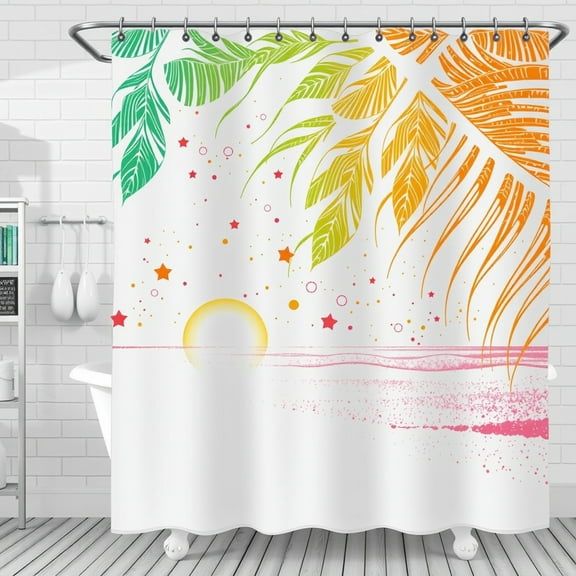 Tropical Leaves Shower Curtain - Bright Colors, Beachy Vibe