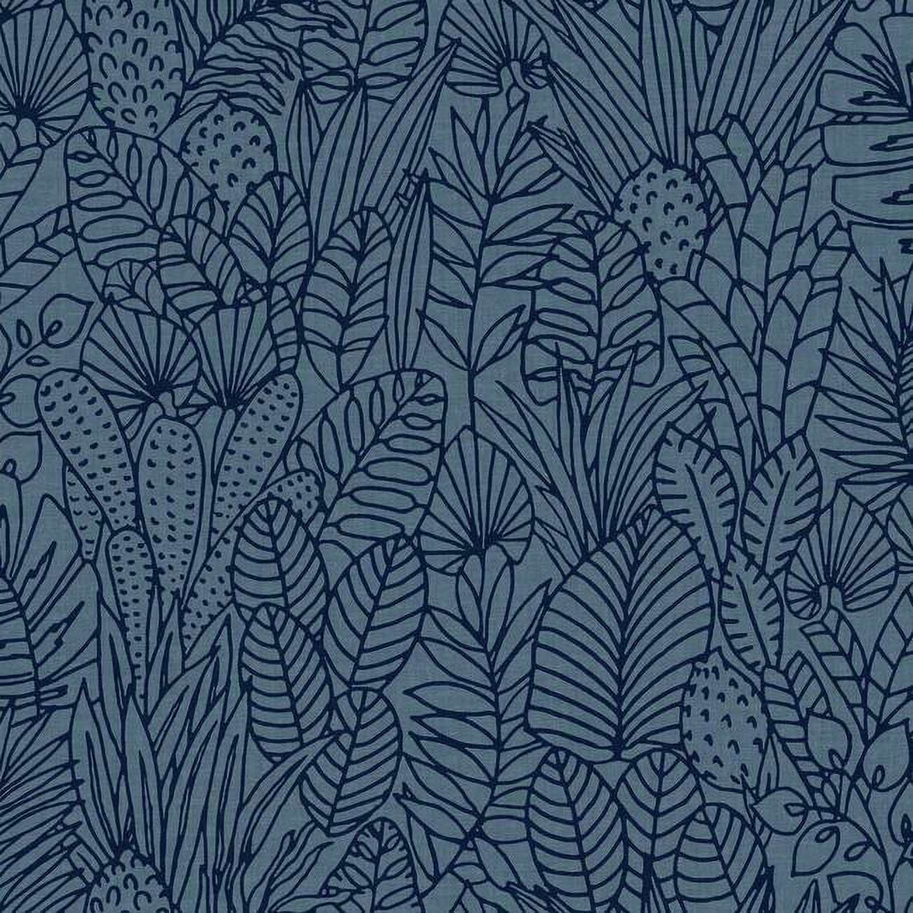 Blue and Navy Tropical Leaves Peel and Stick Wallpaper Roll