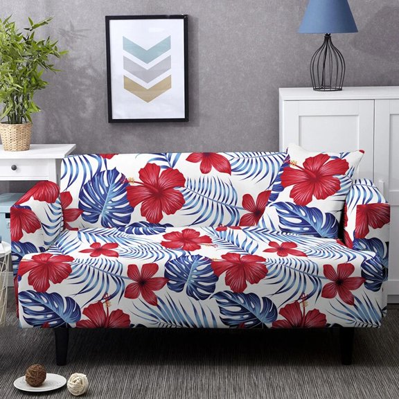 Tropical Leaves Sofa Cover For Living Room 1/2/3/4 Seater Washable Stretch Slipcover Dust-proof Elastic Couch Covers