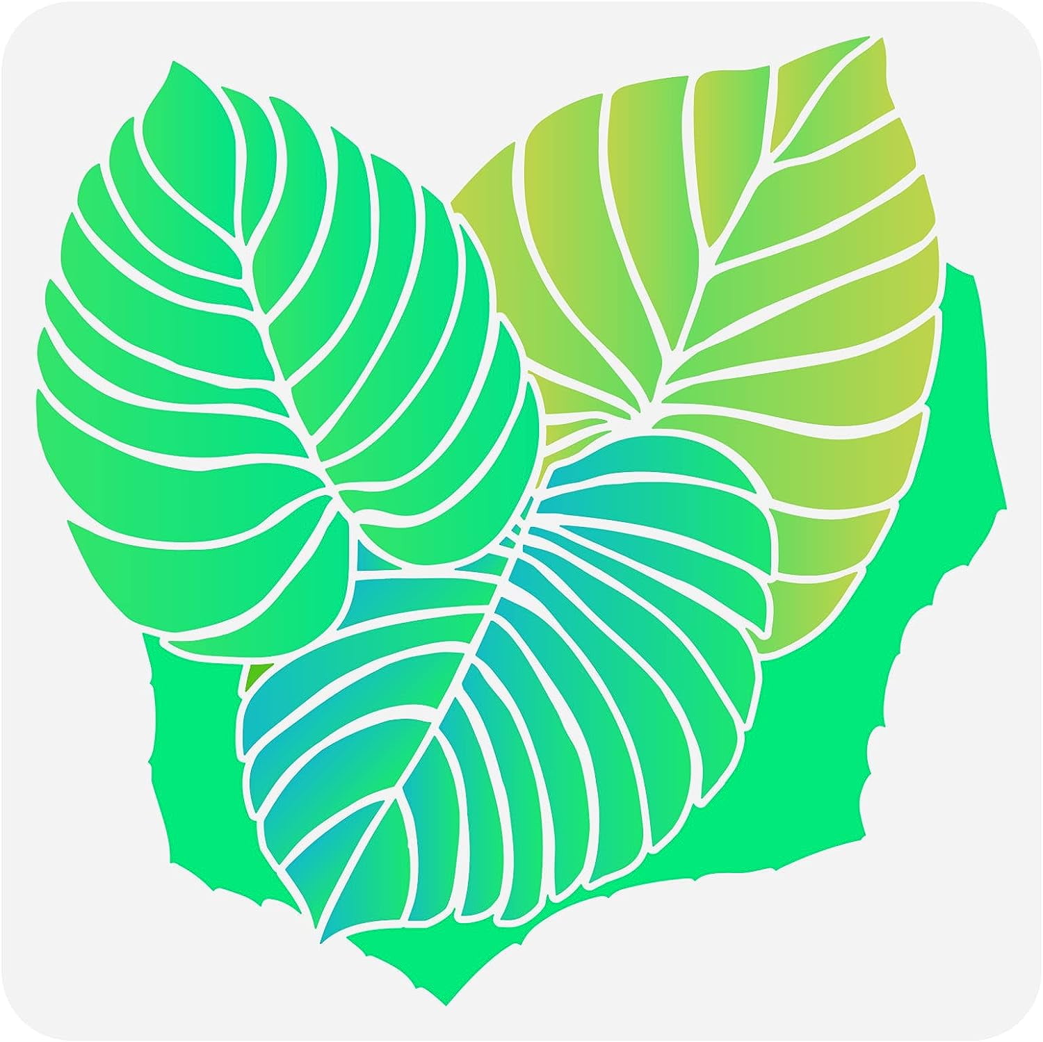 Tropical Leaves Stencil 11.8x11.8 inch Palm Fern Leaf Stencils Plastic