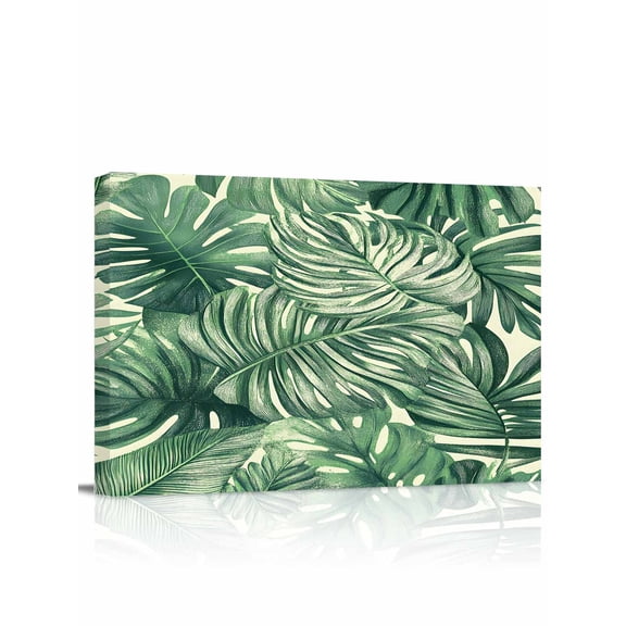 Tropical Leaves Wall Art for Living Room,Canvas Picture Wall Decor for Bathroom Bedroom,Summer Nature Botanical Palm Leaf Painting Artwork for Office Kitchen Hallway Dining Room Home Decor 12"x16"