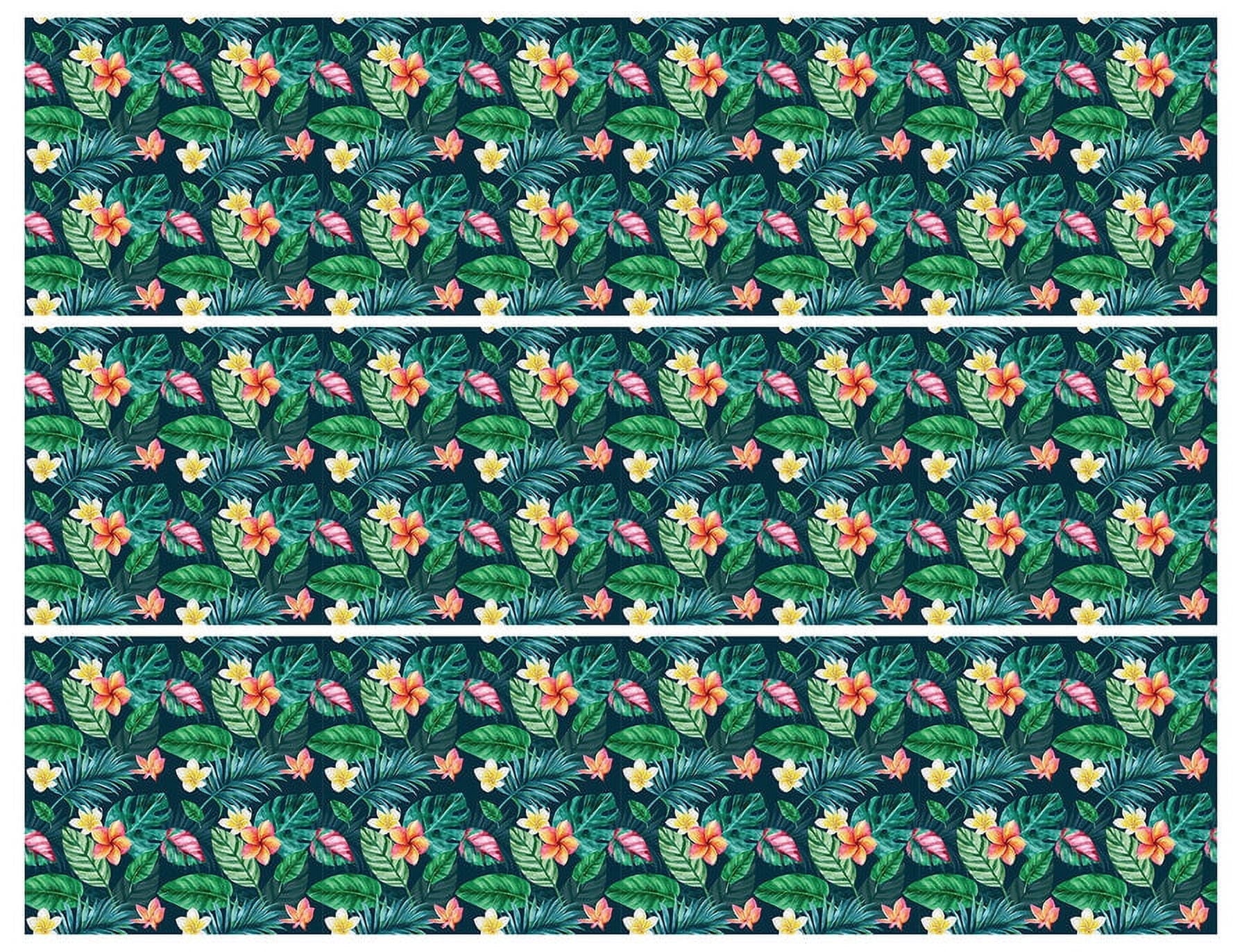 Toppers Border Tropical Leaves and Flowers Pattern Edible Icing Image Cake Border ...