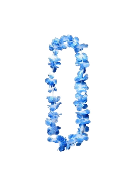 Tropical Lei Ruffled Necklace for Summer Party and Beach Theme Events Blue 1.05m