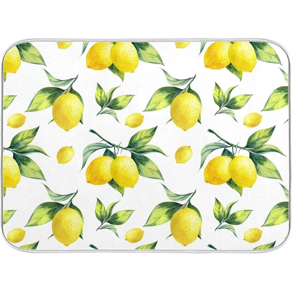 Tropical Lemon Leaves Dish Drying Mat 18x24 for Kitchen Lemon Yellow Lime Tree Dishes Pad Dish Drainer Rack Mats Absorbent Fast Dry Kitchen Accessories