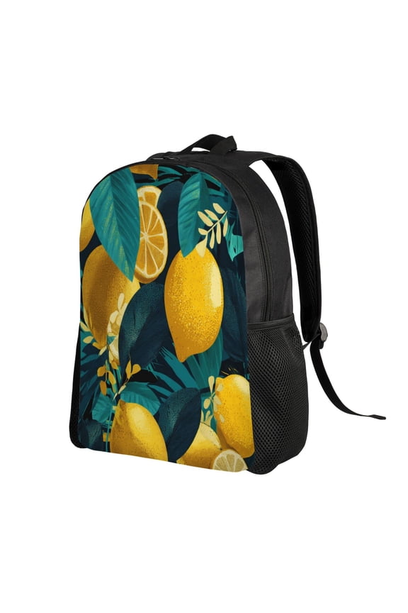 Tropical Lemons And Palm Leaves Backpack Double Shoulder Backpack Durable, Spacious, Ergonomic Design for Travel, Work & Outdoor Use