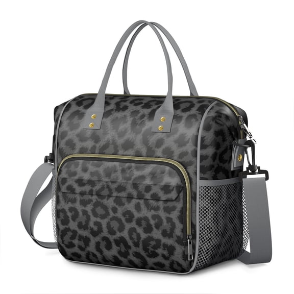 Tropical Leopard Pattern Lunch Tote – Stylish Cheetah Print Insulated Cooler Bag Leakproof Lunch Box with Adjustable Strap for Adults