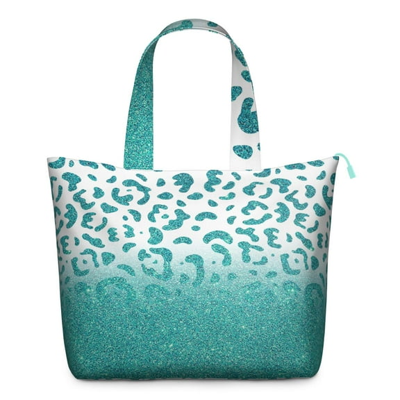 Tropical Leopard Pattern Travel Tote Bag Large Capacity Weekender Featuring Abstract Cheetah Design, Aesthetic Animal Print