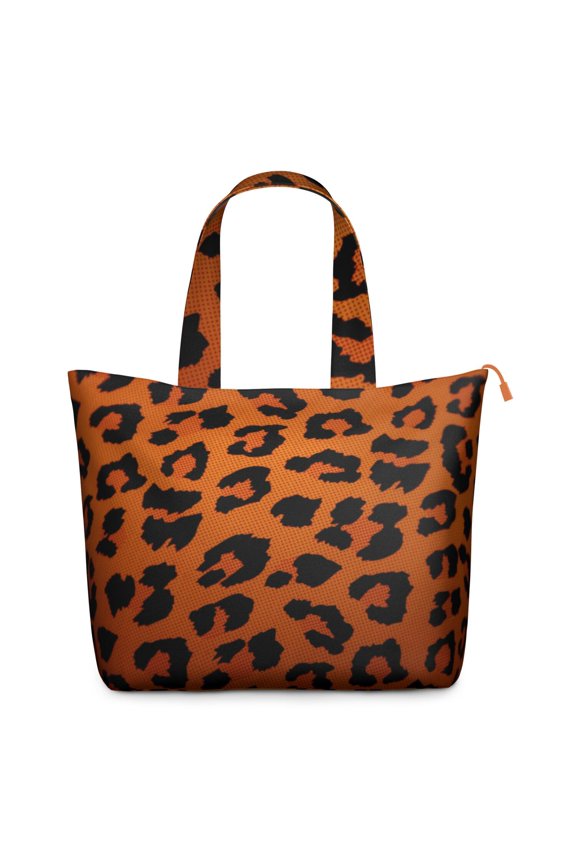 Tropical Leopard Pattern Travel Tote Bag Large Capacity Weekender Featuring Abstract Cheetah Design, Aesthetic Animal Print