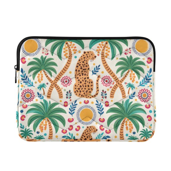 Tropical Leopard Printed Laptop Sleeve 13-14 Inch Computer Bag & Laptop Case for Women Men with Zippe for Work Travel