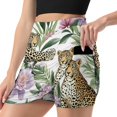 thumbnail image 1 of Tropical Leopards Floral Paradise Women's Shorts Non-Slip Single Pocket A-line Trouser Skirt Summer Shorts Casual Shorts for Women, 1 of 7