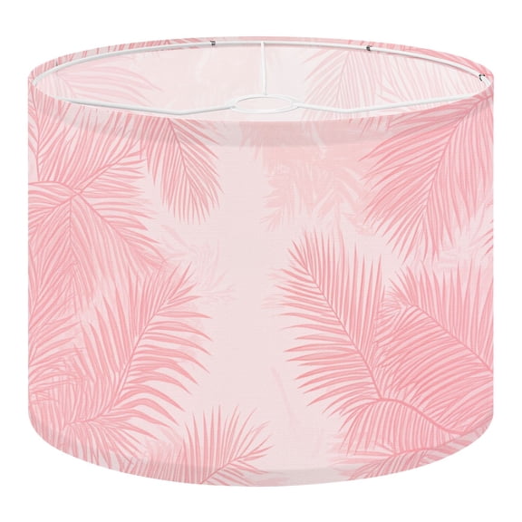 Tropical Linen Drum Lampshades Pink Tropical Botanical Palm Leaves Foliage Tropical Leaf 13"x13"x10" Light Shade for Table Lamps Floor Lamps Drum Lamp Shades Lampshade Replacement Assembly Required