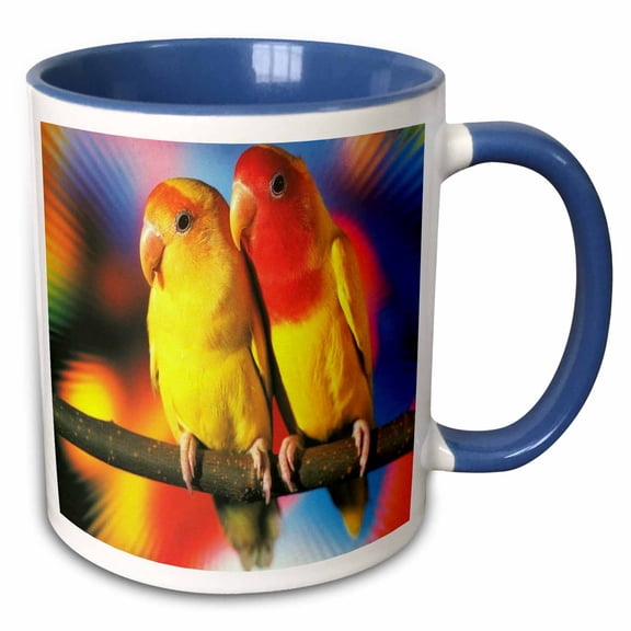 3drose, Tropical Love Birds, 11oz Two-tone Blue Mug