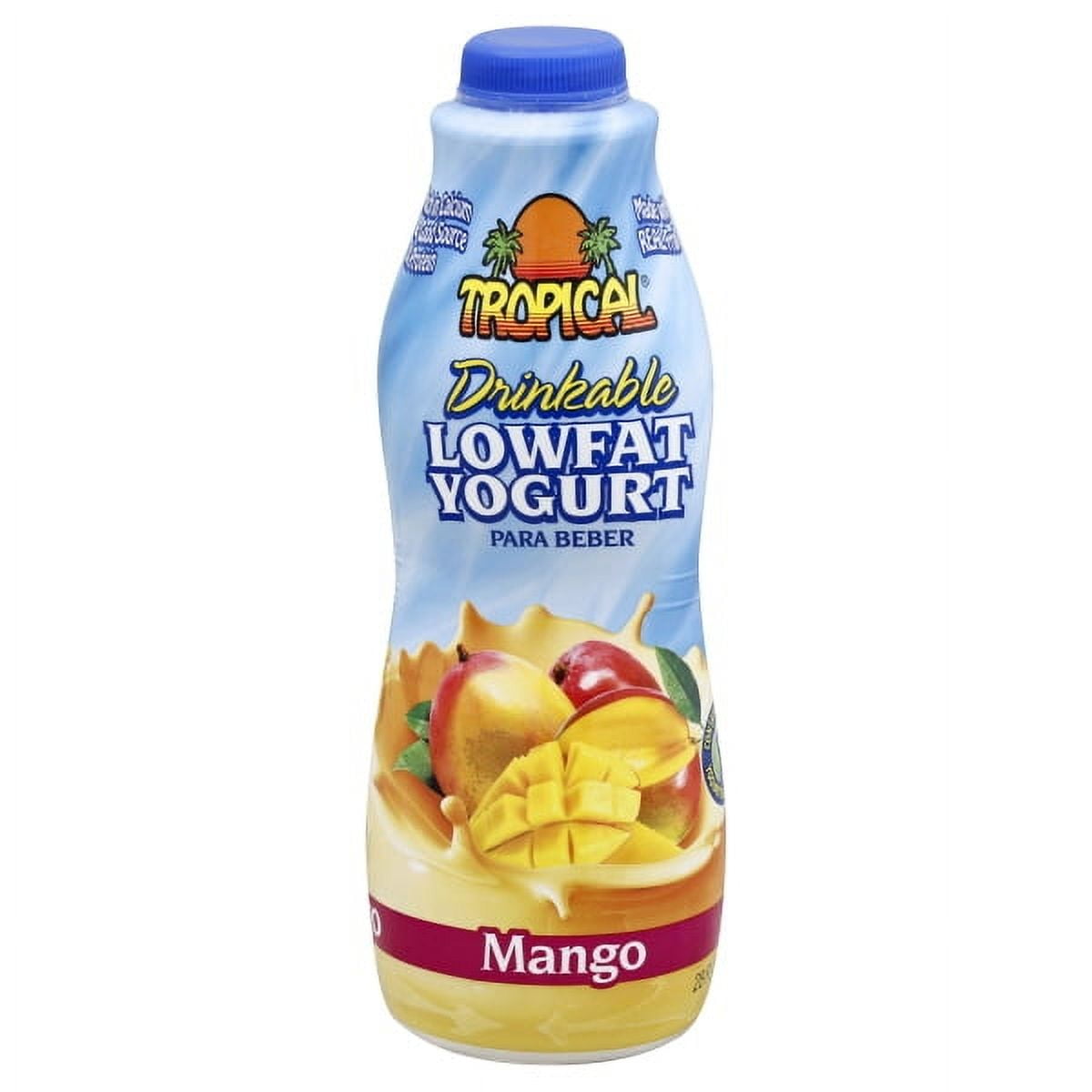 Tropical Low-Fat Mango Drinkable Yogurt, 28 fl oz Resealable Plastic Bottle, 8g Protein Per Serving