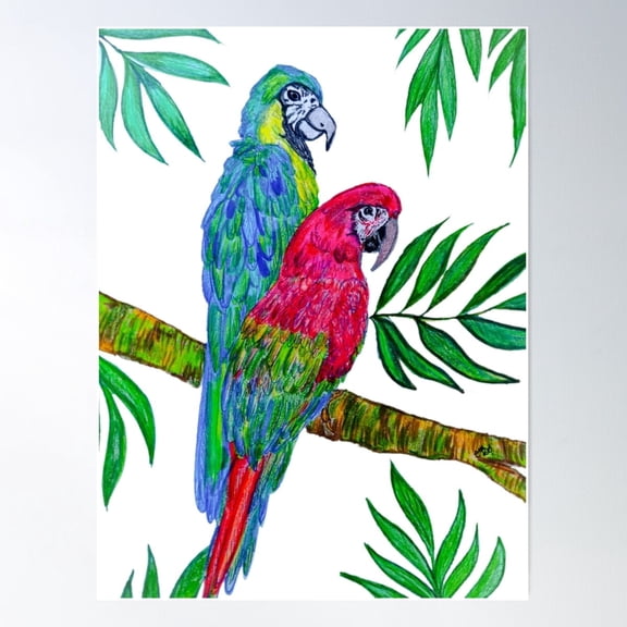Tropical Macaw Birds Poster, Poster Home Decor , Poster Print Only
