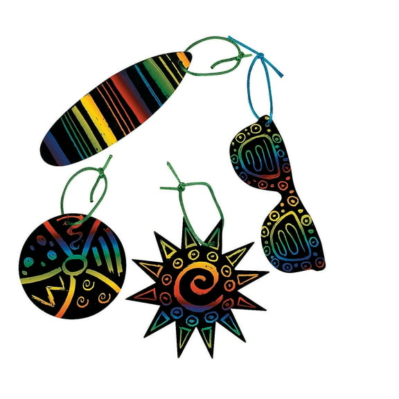 Tropical Magic Scratch Ornaments - Craft Supplies - 24 Pieces