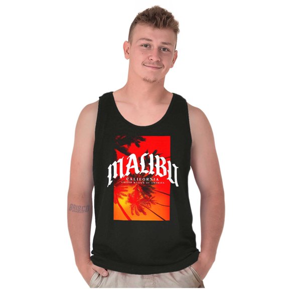 Tropical Malibu California Palm Trees Tank Top T Shirts Men Women Brisco Brands S