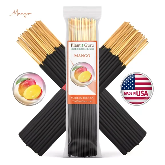 Tropical Mango Incense Sticks 7" Bulk - 1 Bundle 85 to 100 Sticks - Smooth and Clean Long Burn Time, 30 to 45 Minutes.