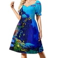 thumbnail image 1 of Tropical Marine Casual Dress Shoal of Fish Korean Fashion Dresses Sexy V Neck Elegant Printed Dress, 1 of 7