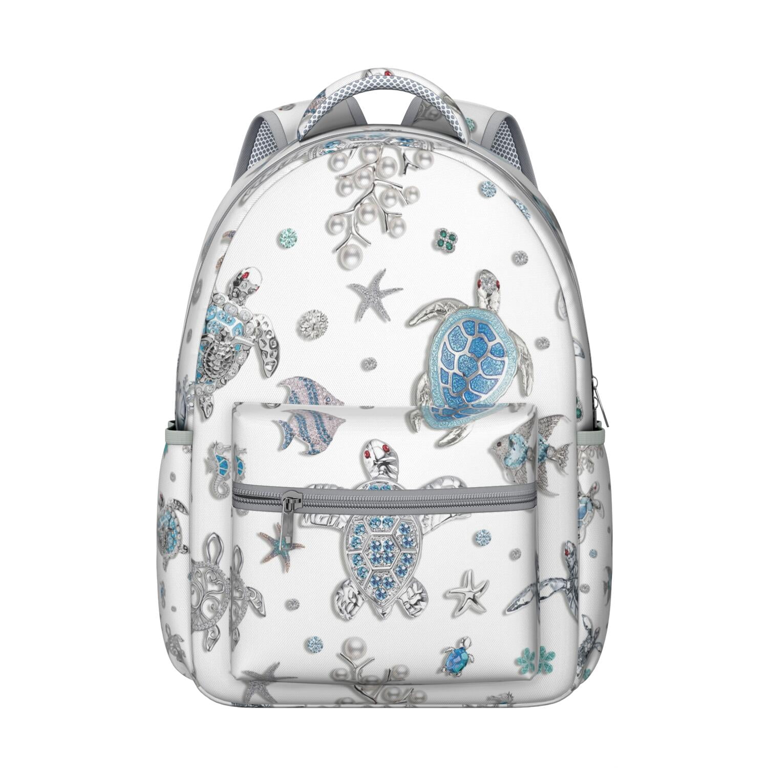 Tropical Marine Life Waterproof Backpack - Stylish Student Backpack with Adjustable S-Shaped Shoulder Straps & Padded Back Panel