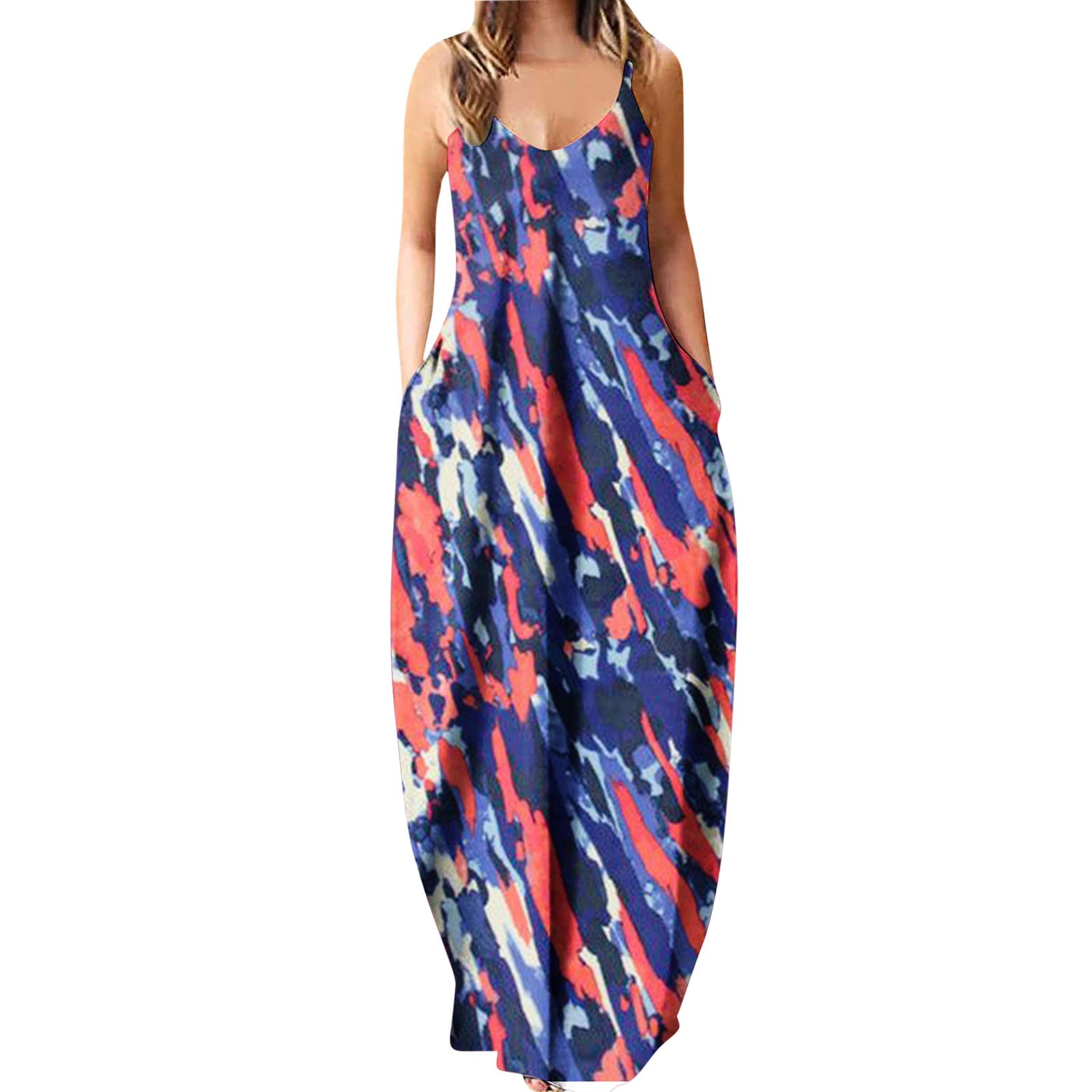 Tropical Maxi Dress For Women Hawaiian Sexy Spaghetti Strap Dress Oversized Tshirt Dress Maxi 7365