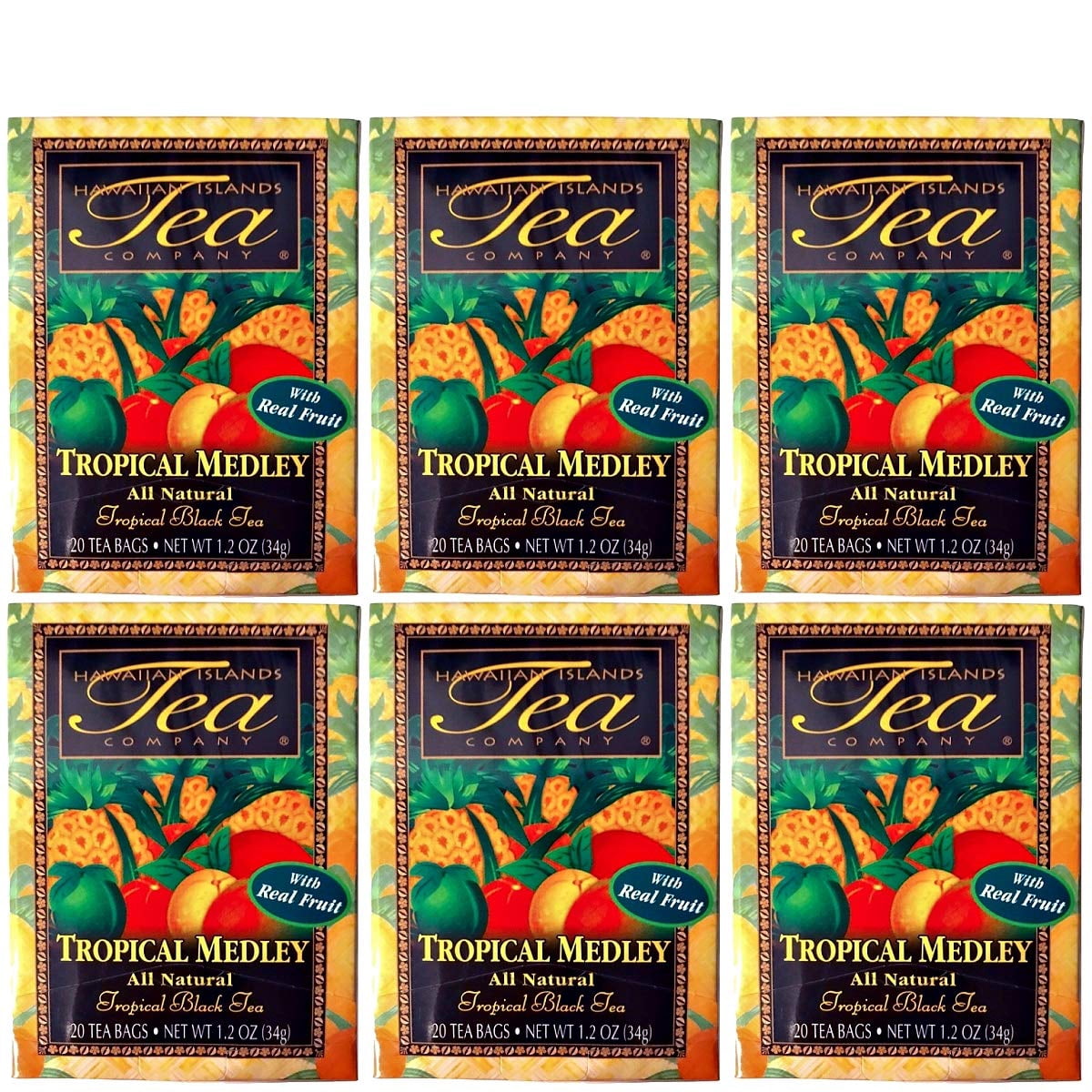 Hawaiian Islands Tropical Tea Assortment - 6 Flavors, 120 All-Natural Tea Bags, Blended In Hawaii
