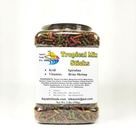 Tropical Mix Sinking Sticks, Great for Discus, Cichlids, All Tropicals…2-lbs Large Jar