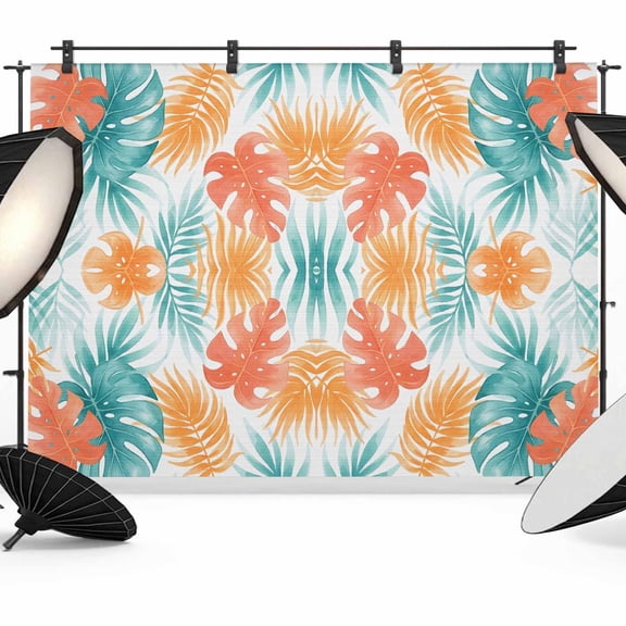 Tropical Monstera Leaf Backdrop for Photography, Summer Tropical Boho Teal Green Leaf Photo Backdrop Portrait Background Party Banner Photo Backgrounds for Studio Booth Props, 10x8ft
