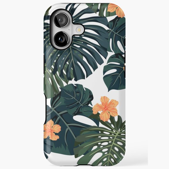 Tropical Monstera Leaf Hibiscus Flower Phone Case iPhone 17 through 11 Pro Max