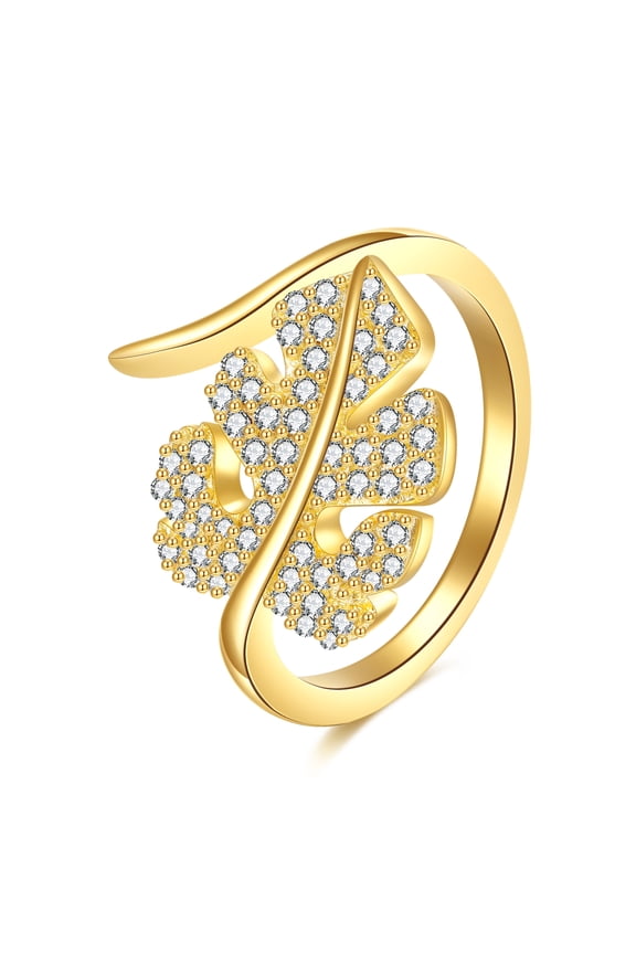 Tropical Monstera Leaf Ring Sterling Silver Boho Adjustable Open Ring Spoon Ring Vintage Thumb Rings for Women