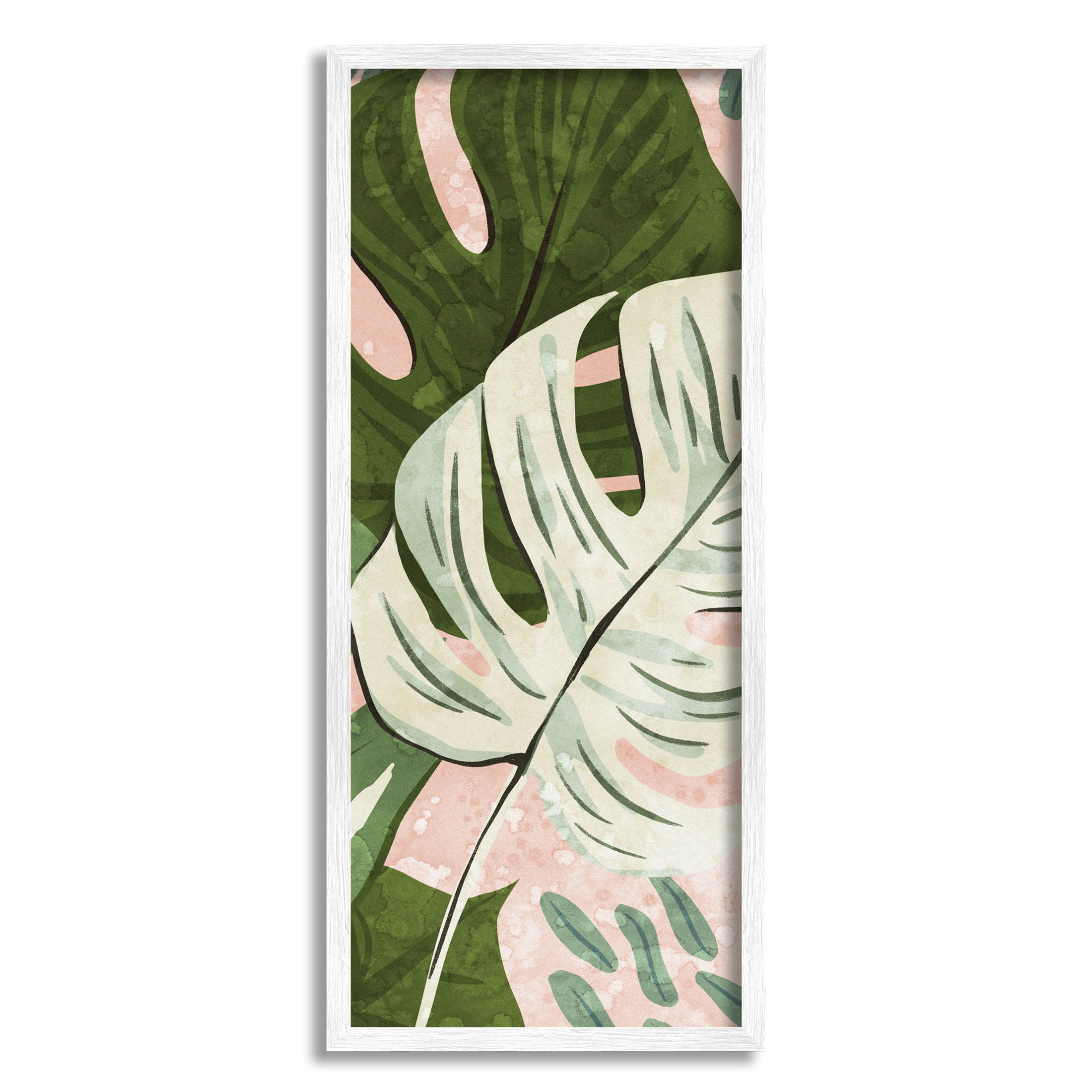 Tropical Monstera Leaf Shapes Botanical & Floral Graphic Art White Framed Art Print Wall Art