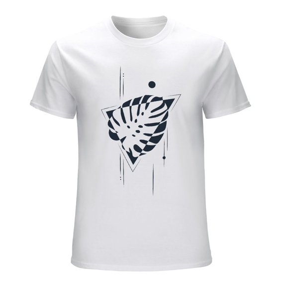 Tropical Monstera Leaf Vintage T-shirt Mens Cotton Classic Crewneck Short Sleeve Tees Unisex White 5XL