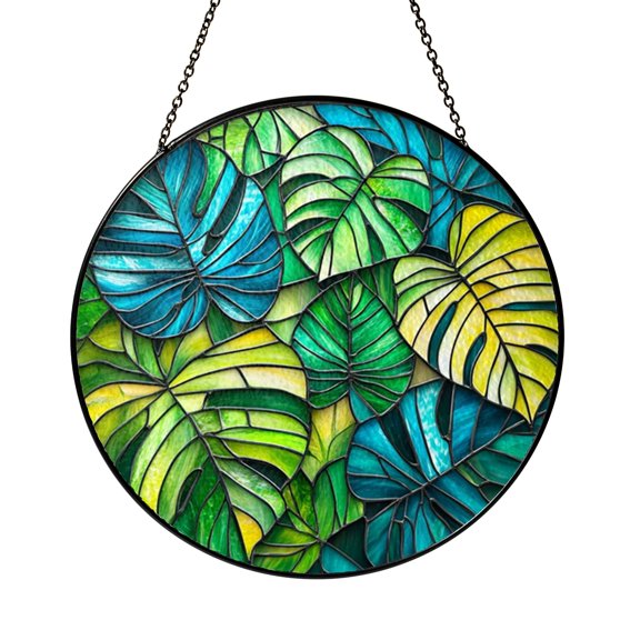 Tropical Monstera Stained Glass Style Window Suncatcher1901
