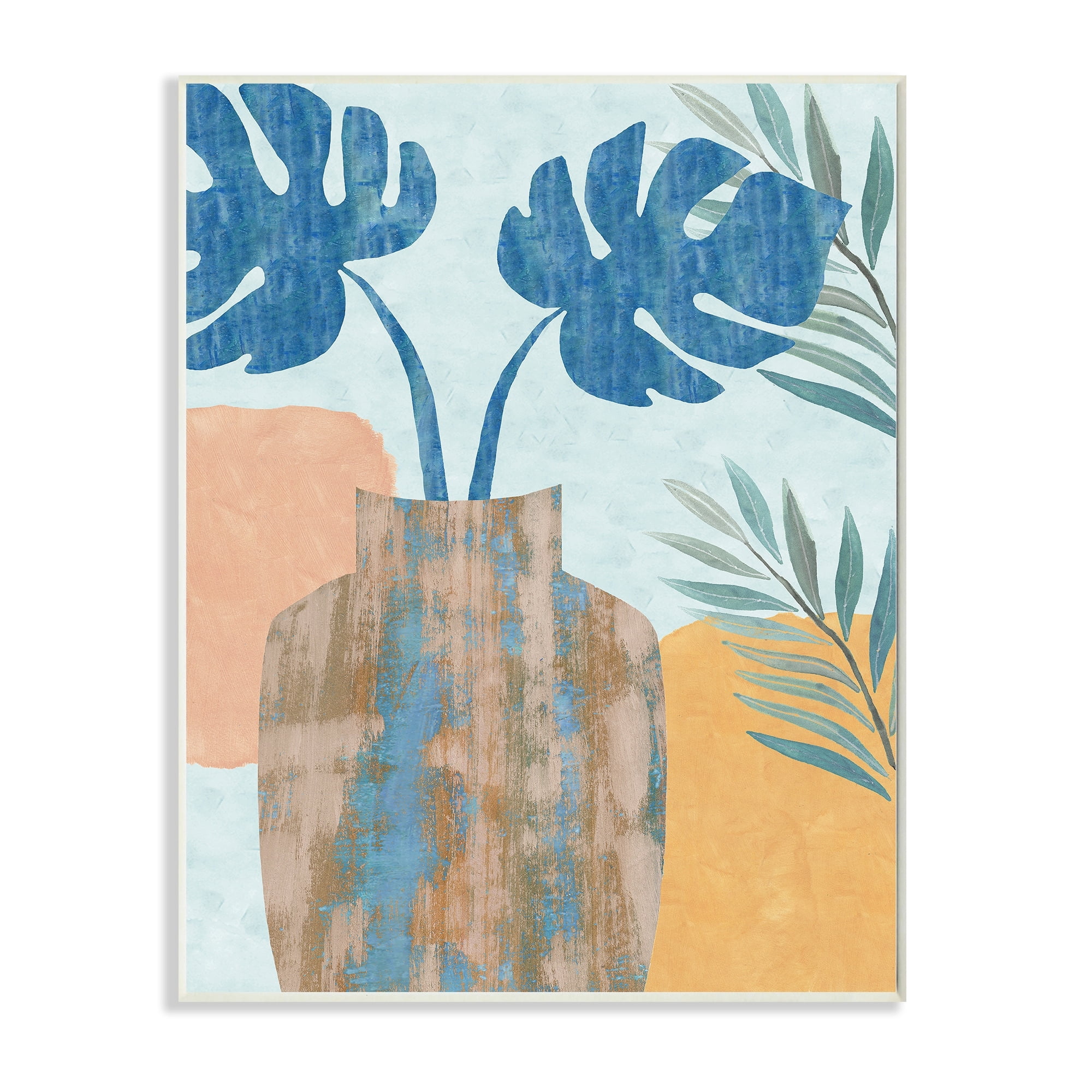 Tropical Monstera Western Abstract Orange Blue 10 in x 15 in Framed Painting Art Prints, by Stupell Home Décor