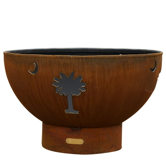 Tropical Moon Natural Gas Fire Pit Bowl Outdoor Patio Furniture Steel Firepit Iron Oxide Finish Includes Brass Burner Match Lit 50lbs Lava Rock Flex Line Kit and Plate