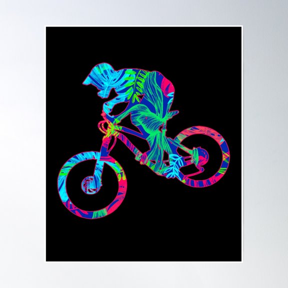 Tropical Mountain Bike Downhill Freeride Poster Wall Art, Modern Wall Decor, 24x36 UNFRAMED