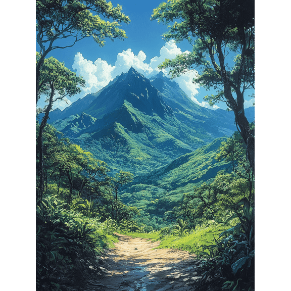 Tropical Mountain Landscape Canvas Print/Wall Art Suitable for Living Room Hotel and Gallery Decoration.