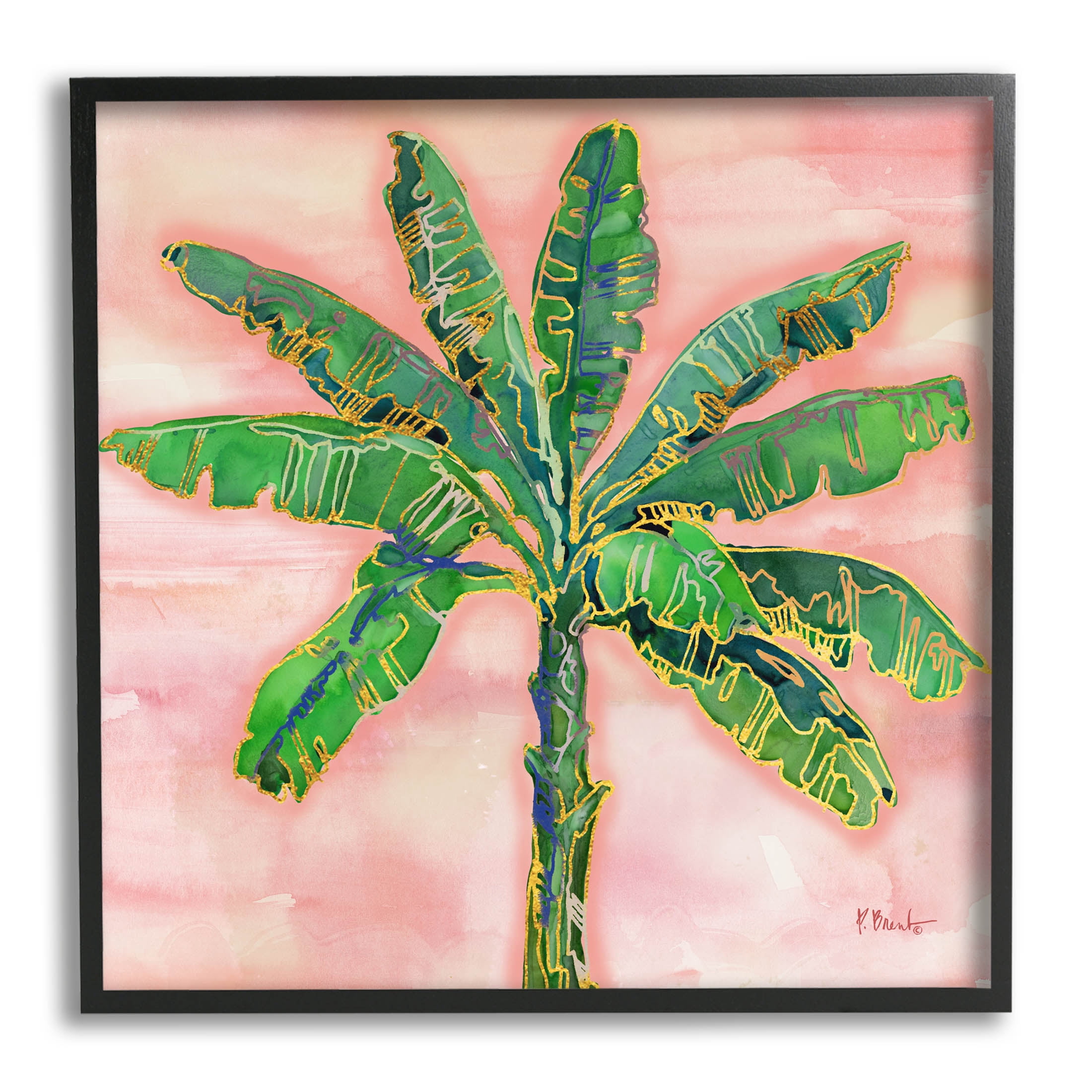 Tropical Nature Palm Sunrise Botanical & Floral Graphic Art Black Framed Art Print Wall Art