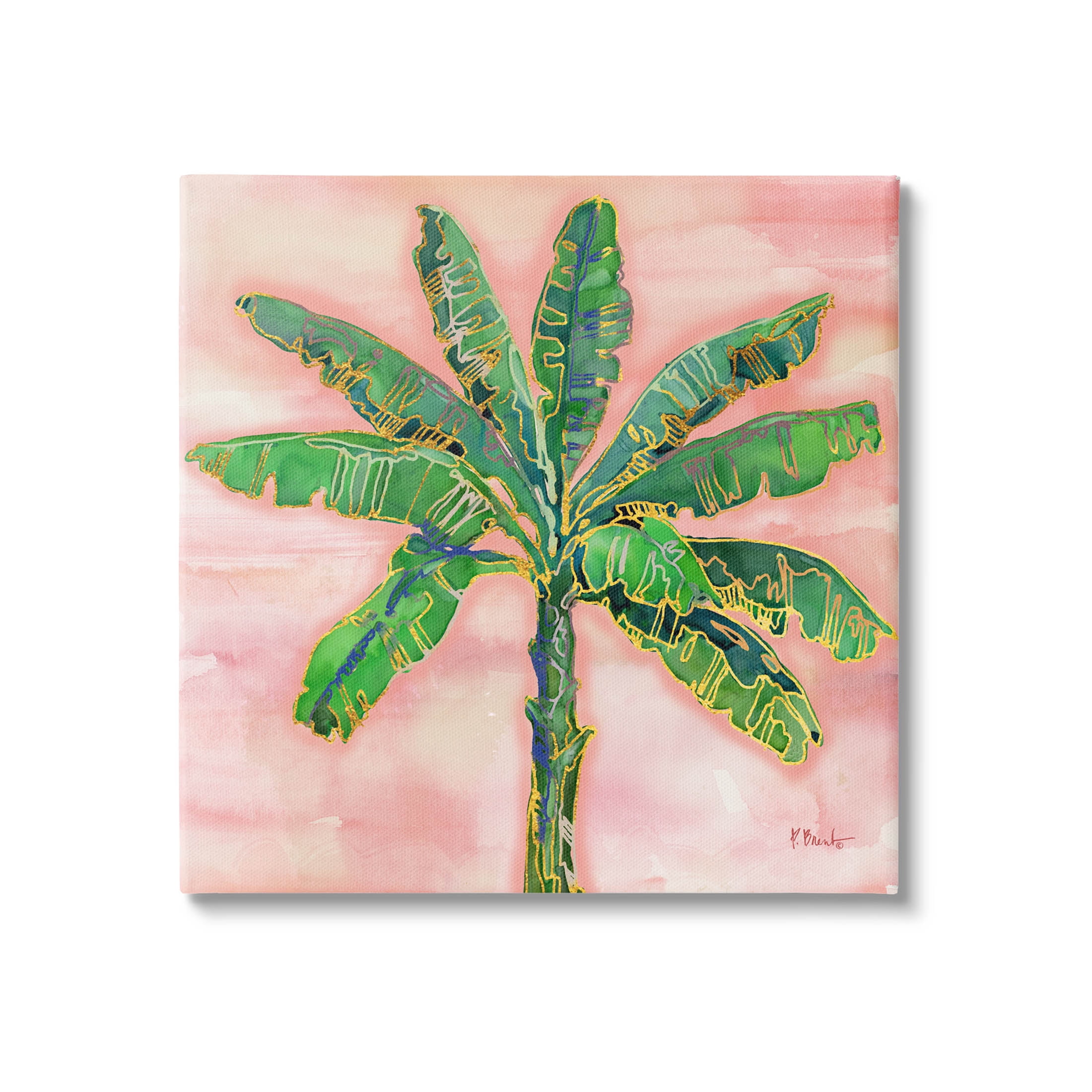 Tropical Nature Palm Sunrise Botanical & Floral Graphic Art Gallery Wrapped Canvas Print Wall Art